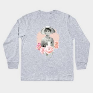 Audrey Hepburn T-Shirt Sticker Flowers Illustration Hoodie Notebook T-Shirt Kids Long Sleeve T-Shirt